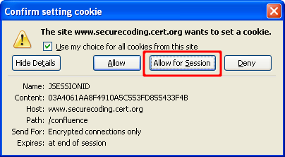 Cookie confirmation